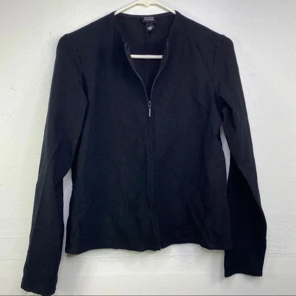 Eileen Fisher Black Cardigan zip up XS -FINAL